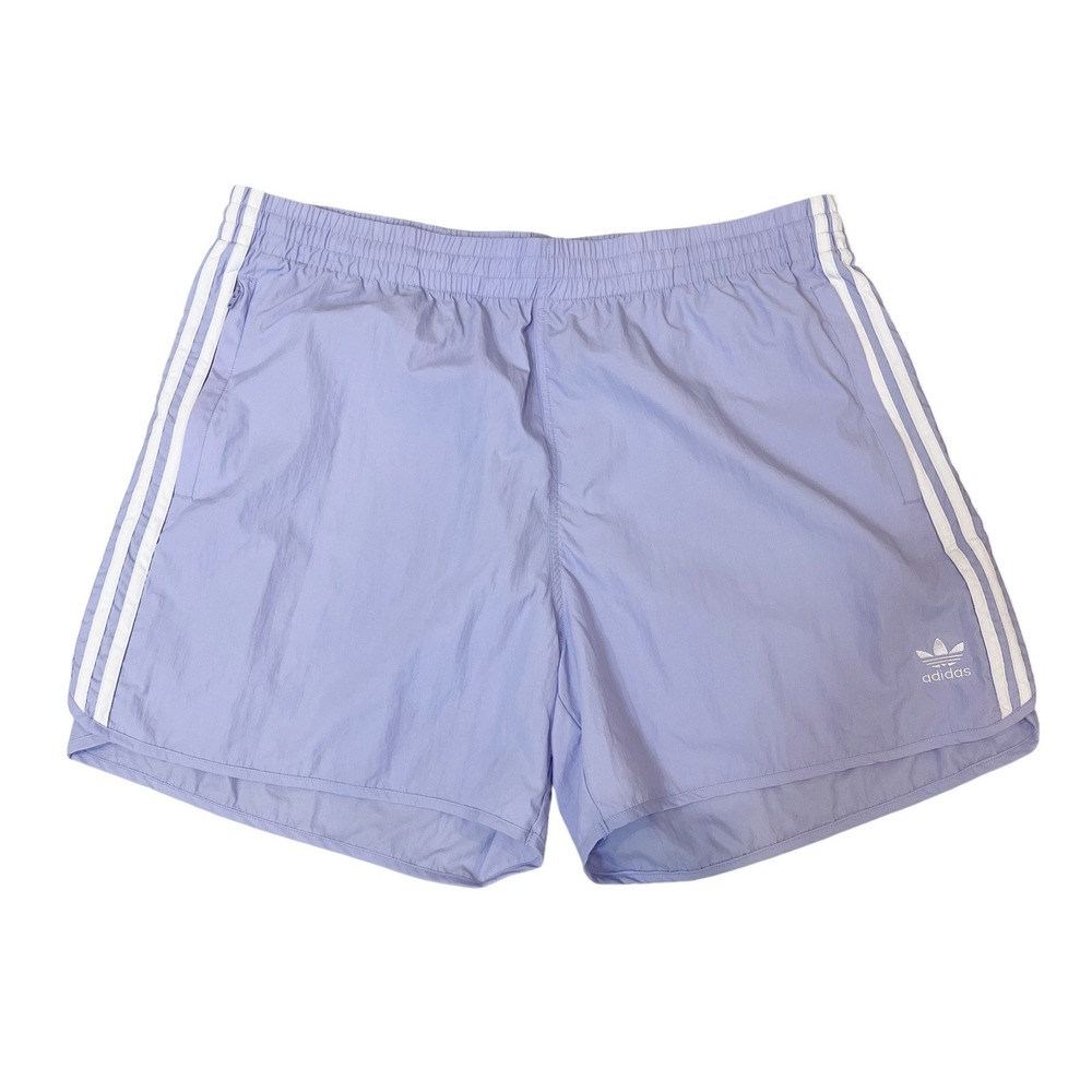 Adidas Originals Mens 2XL 3-Stripe Nylon Shorts Lavender Purple Trefoil Athletic